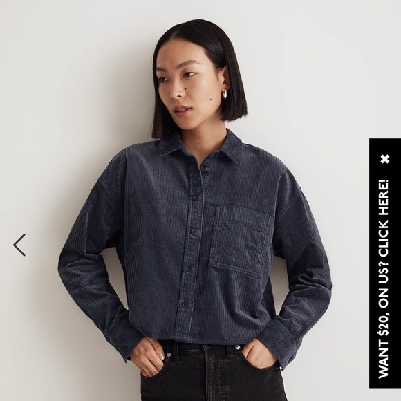 MADEWELL CROPPED CORDUROY SHIRT BUTTON DOWN size S - Picture 3 of 9